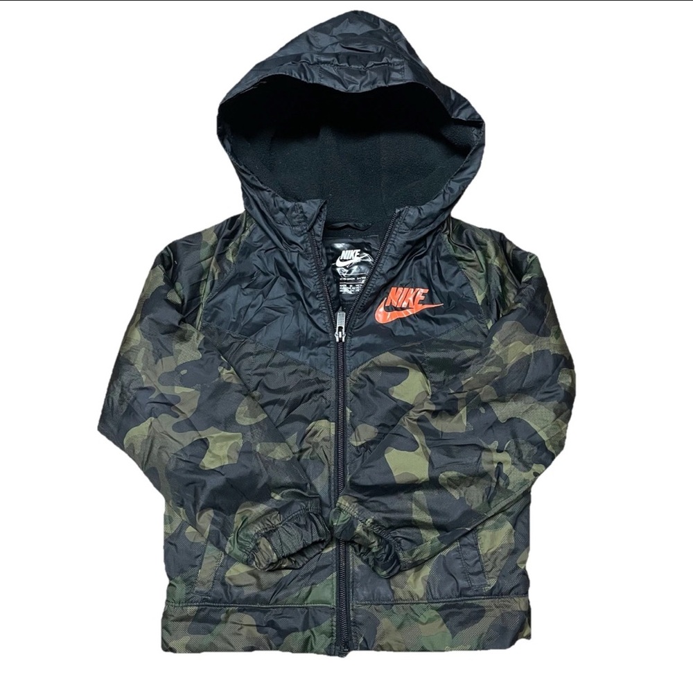Nike Boys Kids Puffer Coat Full Zip Hooded Jacket Size 4T Camouflage & Orange - Picture 2 of 11